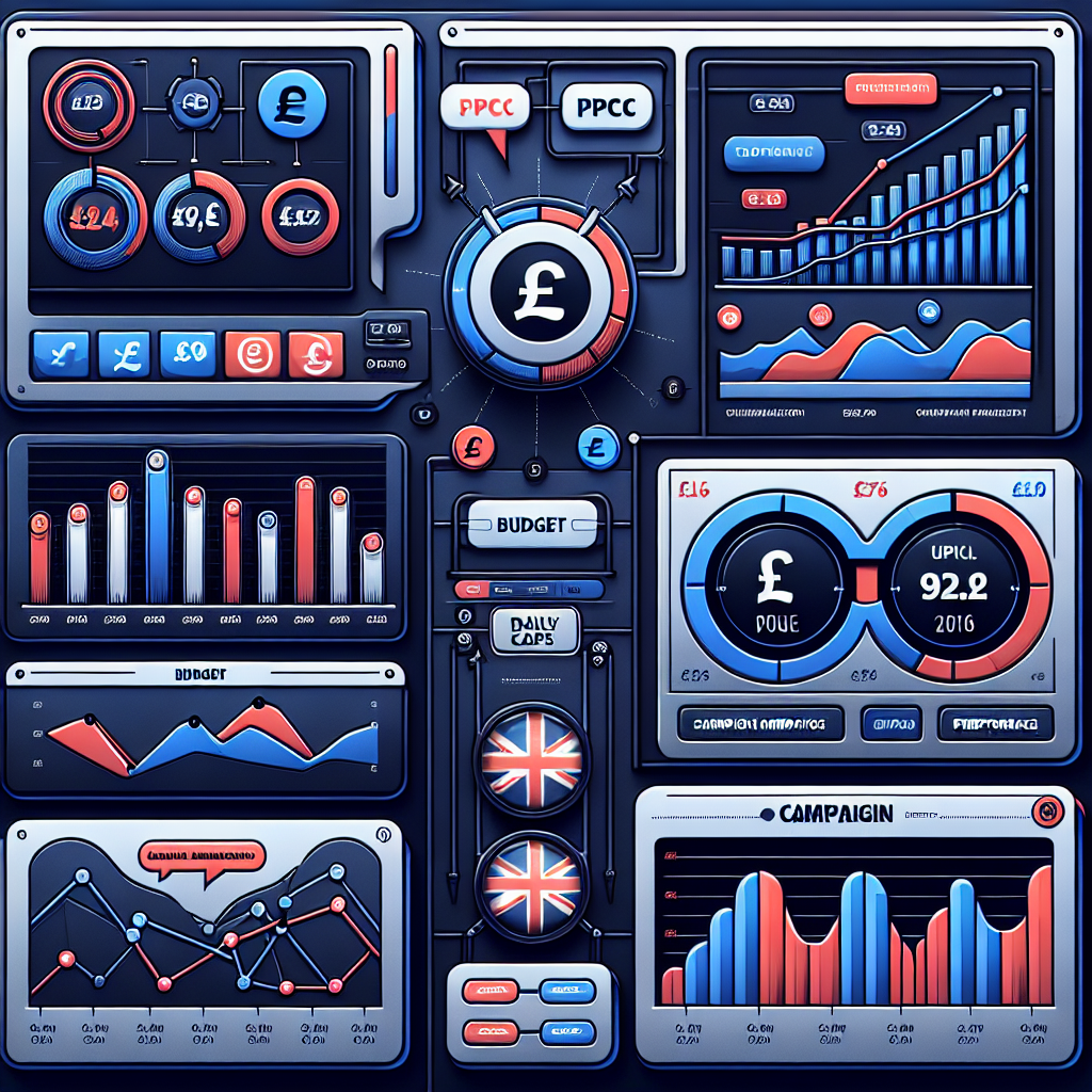 PPC campaign budget management dashboard with spend caps and performance charts